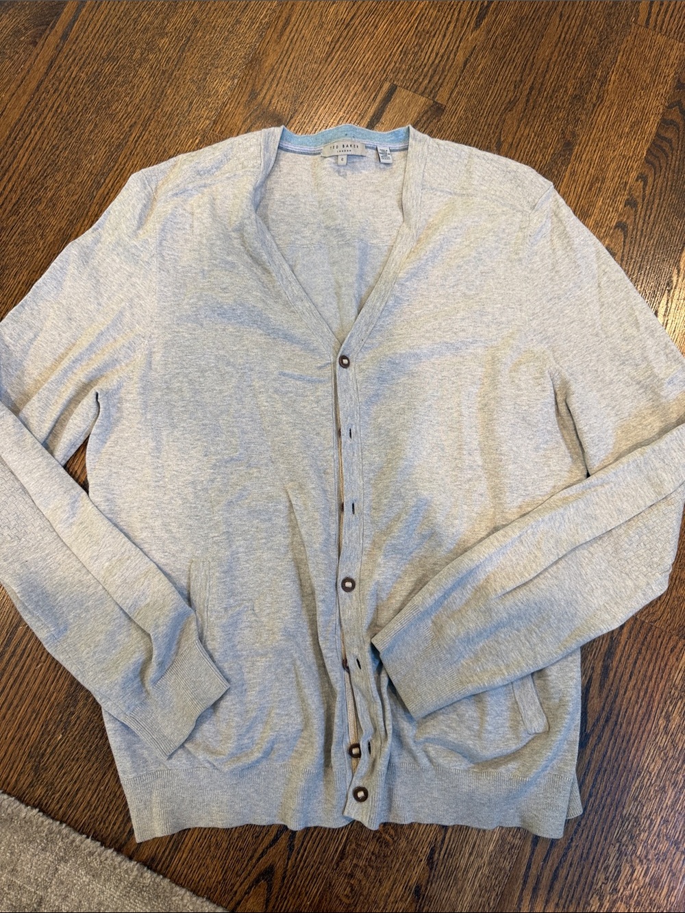 Ted Baker Men's Light Gray Button V-Neck Cardigan